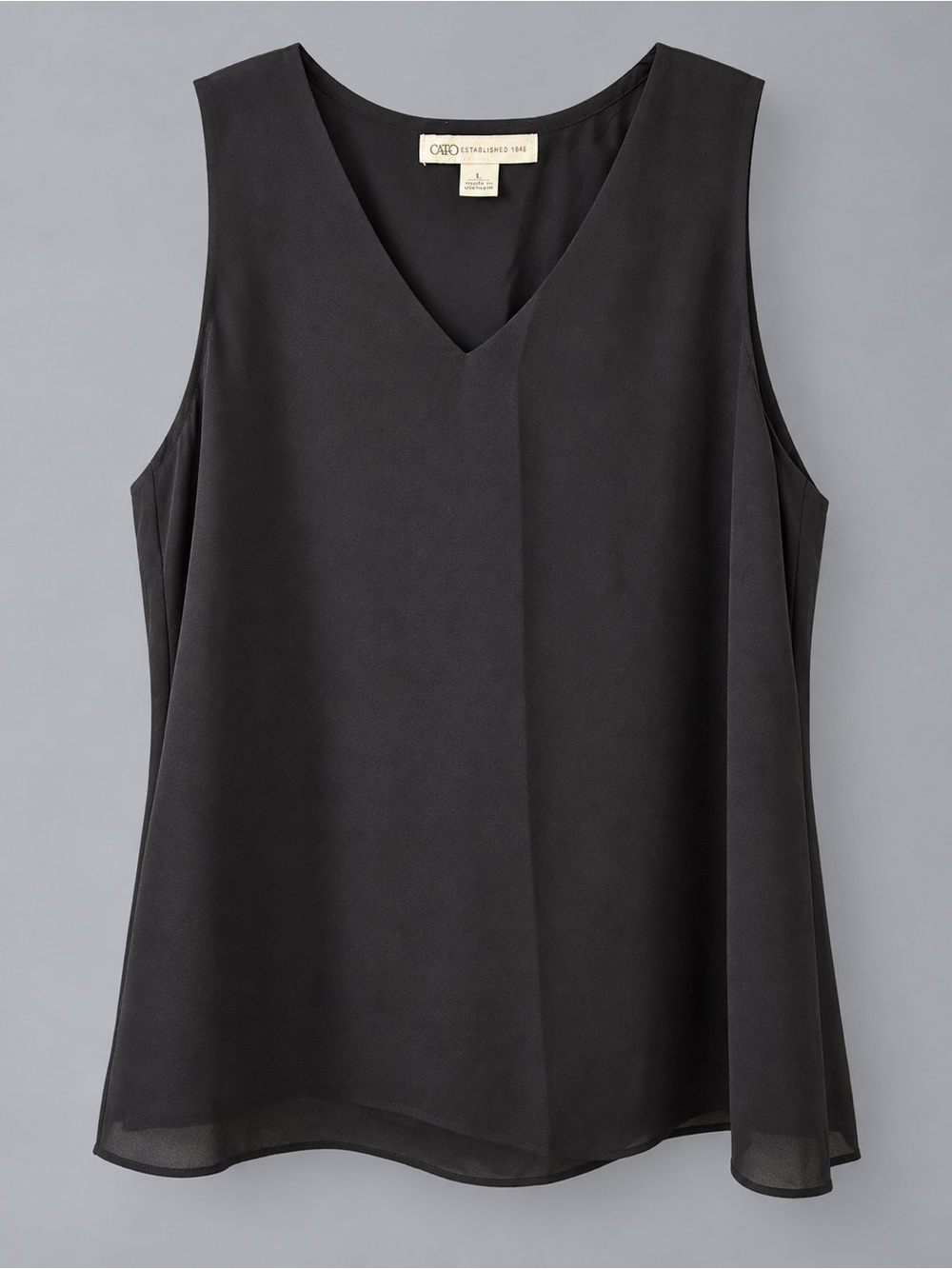 Cato Women’s Large Black V Neck Sleeveless Chiffon Blouse
